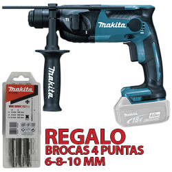 Martillo Electroneumatico MAKITA DHR165Z 16mm 18V + Juego Brocas 4 puntas Martillos