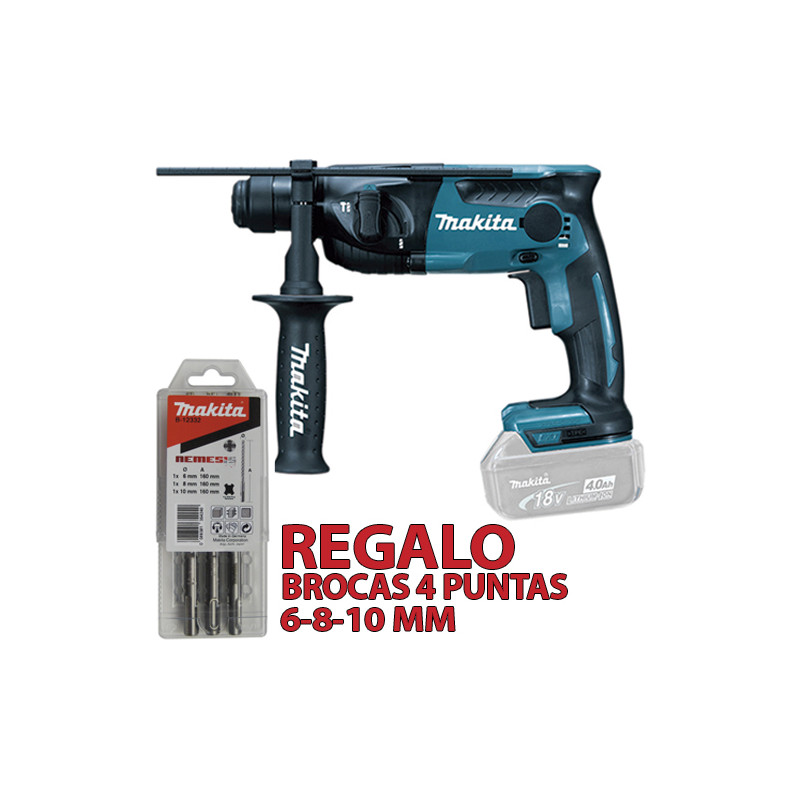 Martillo Electroneumatico MAKITA DHR165Z 16mm 18V + Juego Brocas 4 puntas Martillos Martillo Electroneumatico MAKITA DHR165Z 16mm 18V + Juego Brocas 4 puntas Martillos