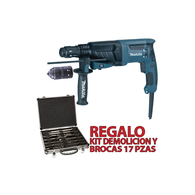 Martillo Ligero MAKITA HR2630T 3 Modos 2 Portabrocas 800W + KIT DEMOLICIÓN D-19180 Martillos Ligeros Martillo Ligero MAKITA HR2630T 3 Modos 2 Portabrocas 800W + KIT DEMOLICIÓN D-19180 Martillos Ligeros