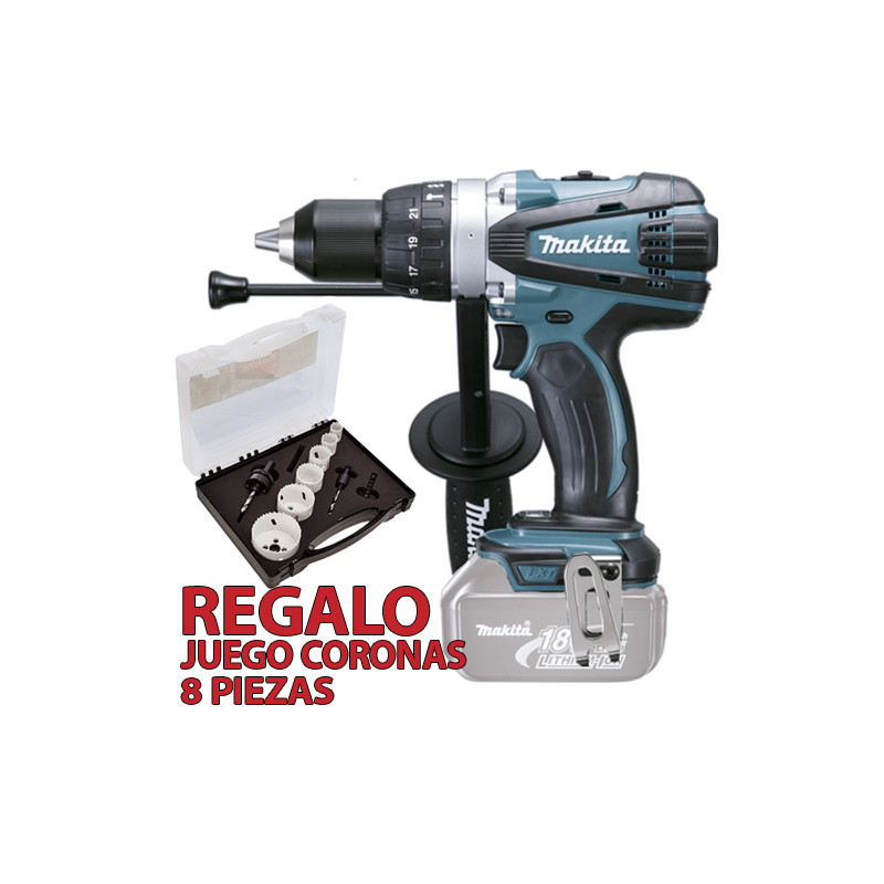Taladro Combinado MAKITA DHP458Z 18V 91Nm DHP458Z + Juego Coronas Metal Taladros Percutores Taladro Combinado MAKITA DHP458Z 18V 91Nm DHP458Z + Juego Coronas Metal Taladros Percutores
