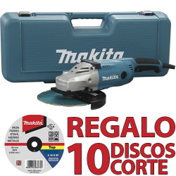 Amoladora MAKITA GA9020RKD 230mm 2.200W SAR Maleta+Disco Diamante + 10 Discos Corte 230 mm