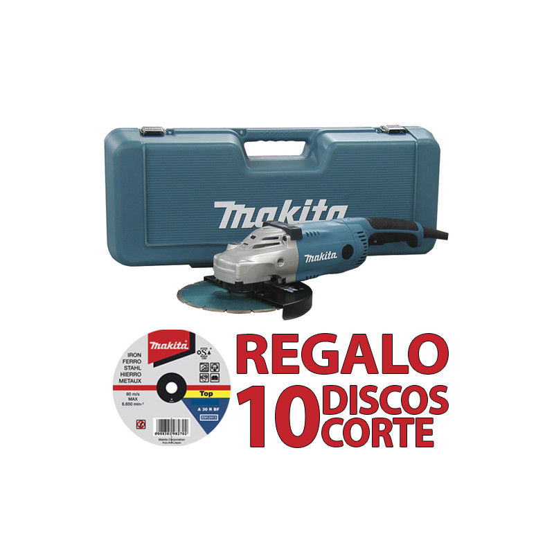 Amoladora MAKITA GA9020RKD 230mm 2.200W SAR Maleta+Disco Diamante + 10 Discos Corte 230 mm Amoladora MAKITA GA9020RKD 230mm 2.200W SAR Maleta+Disco Diamante + 10 Discos Corte 230 mm