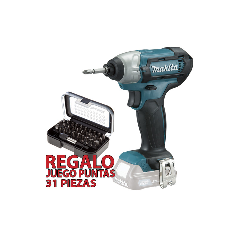 Atornillador Impacto MAKITA TD110DZ 12V 110Nm + Regalo Juego 30 Puntas + Adaptador 10.8V