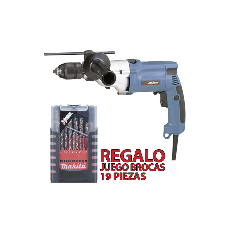 Taladro Percutor MAKITA 20mm 720W Automático HP2051 + Juego Brocas Metal 19 Pzas D-67561 Taladros Con Percutor Taladro Percutor MAKITA 20mm 720W Automático HP2051 + Juego Brocas Metal 19 Pzas D-67561 Taladros Con Percutor