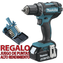 Taladro Atornillador MAKITA DDF482RTJ 18V 62Nm 5.0Ah + Regalo Juego Puntas Impact Gold 18V