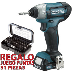 Atornillador Impacto MAKITA 12V 110Nm 2.0Ah TD110DSAE + Juego Puntas 31 Piezas 10.8V