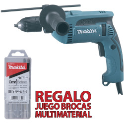 Taladro Percutor MAKITA HP1641 16mm 680W Portabrocas Automático + Brocas Multimaterial Taladros Con Percutor