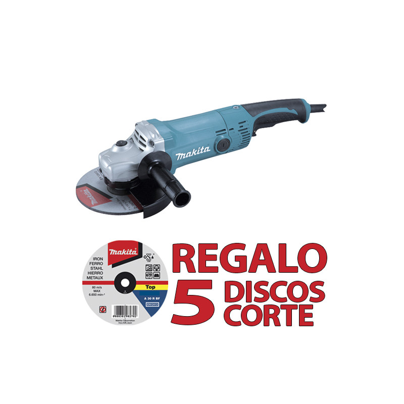 Amoladora 180mm 2.000W SAR GA7050R + 5 Discos Corte Metal 180 mm