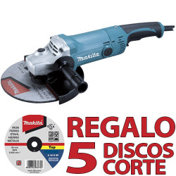Amoladora MAKITA GA9020R 230mm 2.200W SAR + 5 Discos Corte Metal 230 mm