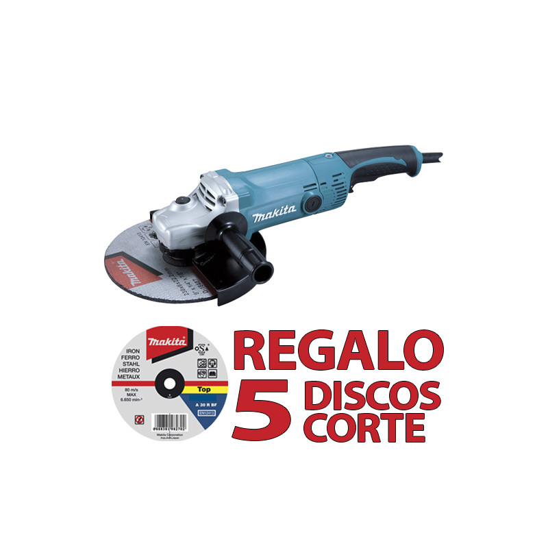 Amoladora MAKITA GA9020R 230mm 2.200W SAR + 5 Discos Corte Metal 230 mm