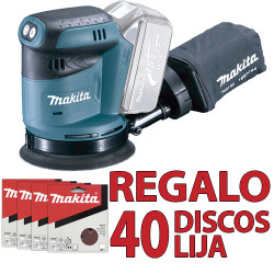 Lijadora Rotorbital 18V MAKITA DBO180Z 125mm + 40 Discos Lija Lijadoras y Cepillos