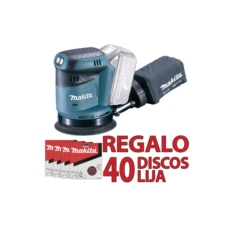 Lijadora Rotorbital 18V MAKITA DBO180Z 125mm + 40 Discos Lija Lijadoras y Cepillos Lijadora Rotorbital 18V MAKITA DBO180Z 125mm + 40 Discos Lija Lijadoras y Cepillos