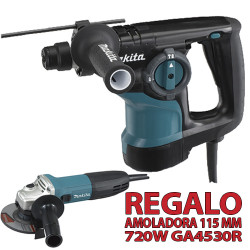 Martillo Ligero MAKITA HR2810 3 Modos 800W + Amoladora MAKITA GA4530R + KIT PROTECCION Martillos Ligeros