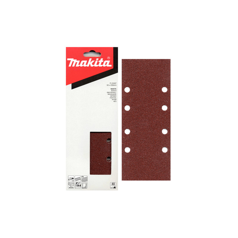 Lija MAKITA PARA Lijadora BO3711 93x228 10 uds Varios Granos LIJAS