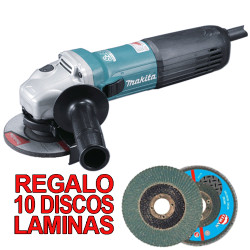 Amoladora 115mm 1.400W GA4540C + 10 Discos Láminas Zirconio 115 mm