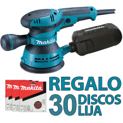 Lijadora Rotorbital MAKITA BO5041 300W V.Variable 125mm + 30 Discos Lija 125mm