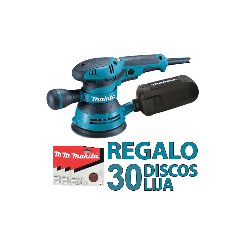 Lijadora Rotorbital MAKITA BO5041 300W V.Variable 125mm + 30 Discos Lija 125mm Lijadora Rotorbital MAKITA BO5041 300W V.Variable 125mm + 30 Discos Lija 125mm
