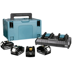 Kit Alimentación MAKITA 4 Baterías 5.0Ah BL1850B 197280-8 + Cargador Doble DC18RD + Maletín MAKPAC 197626-8 TOP OFERTAS TOP O...
