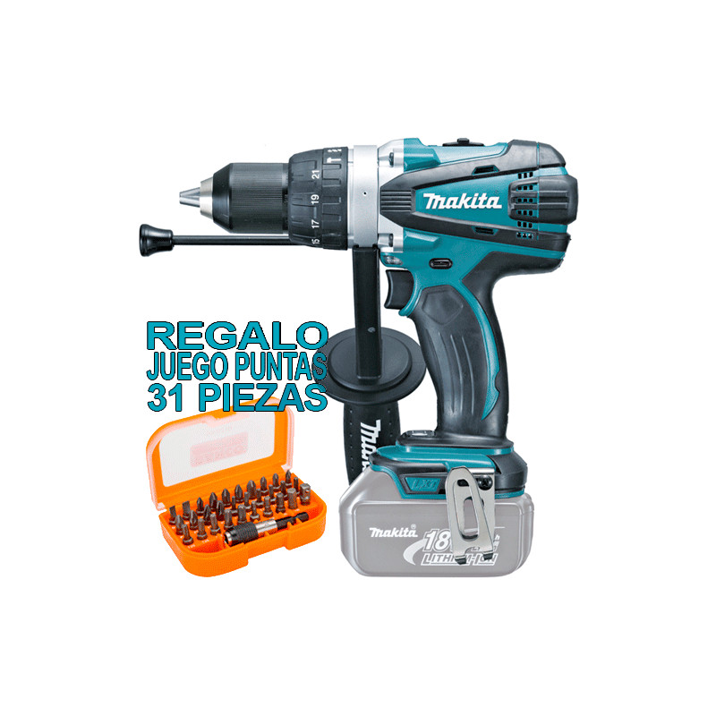 Taladro Combinado MAKITA DHP458Z 18V 91Nm + Juego 30 Puntas + Adaptador Taladros Percutores Taladro Combinado MAKITA DHP458Z 18V 91Nm + Juego 30 Puntas + Adaptador Taladros Percutores