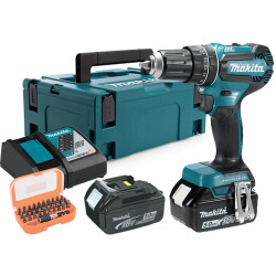Taladro Combinado MAKITA DHP485RTJ 18V 50Nm 2 BATERÍAS 5.0Ah + Juego Puntas 18V