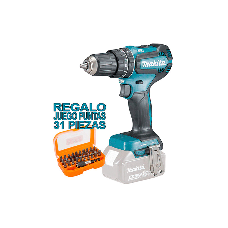 Taladro Combinado MAKITA DHP485Z 18V 50Nm+ Juego Puntas Taladros Percutores Taladro Combinado MAKITA DHP485Z 18V 50Nm+ Juego Puntas Taladros Percutores