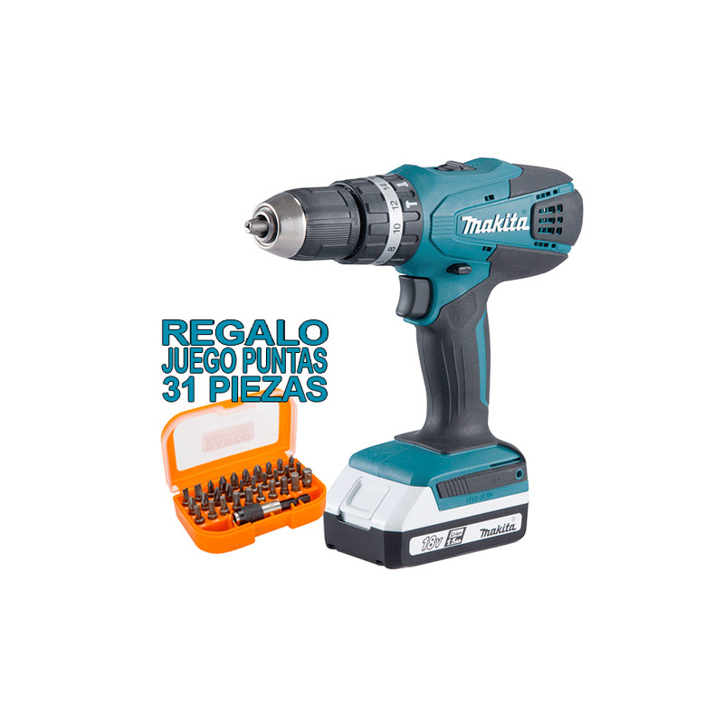 Taladro Combinado MAKITA HP488D001 18V 42Nm 1,5Ah + Regalo Juego Puntas + Adaptador 18V Taladro Combinado MAKITA HP488D001 18V 42Nm 1,5Ah + Regalo Juego Puntas + Adaptador 18V