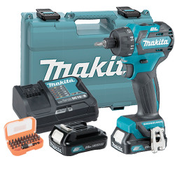 Taladro Atornillador BL 12V 2.0Ah DF032DSAJ + Juego Puntas + Adaptador 10.8V