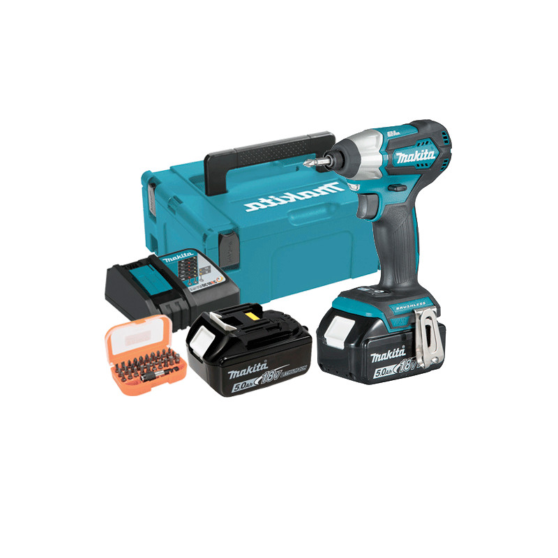 Atornillador Impacto BL 18V 140Nm 5.0Ah DTD155RTJ + Juego Puntas + Adaptador 18V Atornillador Impacto BL 18V 140Nm 5.0Ah DTD155RTJ + Juego Puntas + Adaptador 18V