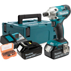 Atornillador Impacto MAKITA DTD156RTJ 4 Polos 155Nm 5.0Ah + Juego Puntas Atornilladores