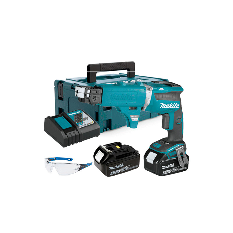 Atornillador Pladur MAKITA DFS452RTJ BL 18V 4.000R.p.m. 5.0Ah + Set Autoalimentado + Regalo Gafas Protección Atornilladores P... Atornillador Pladur MAKITA DFS452RTJ BL 18V 4.000R.p.m. 5.0Ah + Set Autoalimentado + Regalo Gafas Protección Atornilladores P...