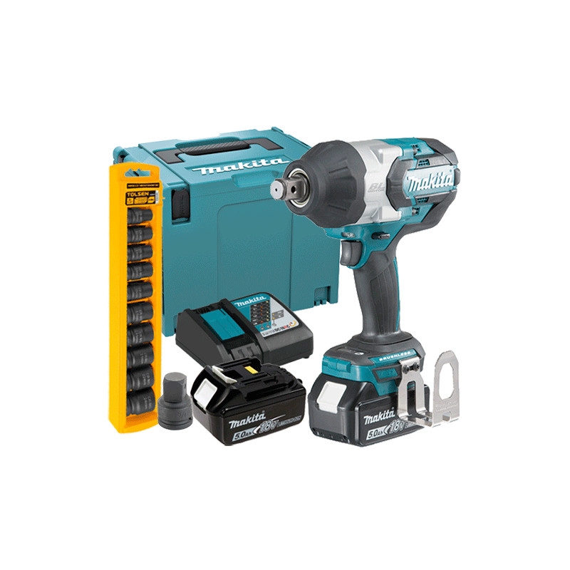 Llave Impacto BL MAKITA DTW1001RTJ 18V 1.050Nm 3/4" +2 Bateria 5.0ah + Cargador + Adaptador 1/2 + Juego 10 Vasos Impacto 18V Llave Impacto BL MAKITA DTW1001RTJ 18V 1.050Nm 3/4" +2 Bateria 5.0ah + Cargador + Adaptador 1/2 + Juego 10 Vasos Impacto 18V