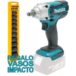 Llave Impacto MAKITA DTW190Z 18V 190Nm 1/2" + Juego 10 Vasos Impacto Llaves de Impacto
