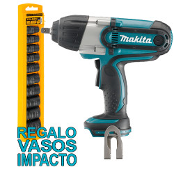 Llave Impacto MAKITA DTW450Z 18V 440Nm 1/2" DTW450Z + Juego 10 Vasos Impacto Llaves de Impacto