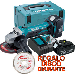 Amoladora MAKITA 18V 115mm 5.0 Ah DGA452RTJ + Disco Diamante Banda Continua 115 mm