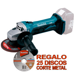 Amoladora MAKITA 18V 115mm DGA452Z + 25 Discos Corte METAL Amoladoras