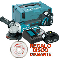 Amoladora MAKITA 18V 115mm 5.0 Ah Bruhsless DGA454RTJ + Disco Diamante Continuo 115 mm