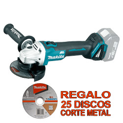 Amoladora MAKITA 18V 115mm DGA454Z + 25 Discos Corte METAL Amoladoras