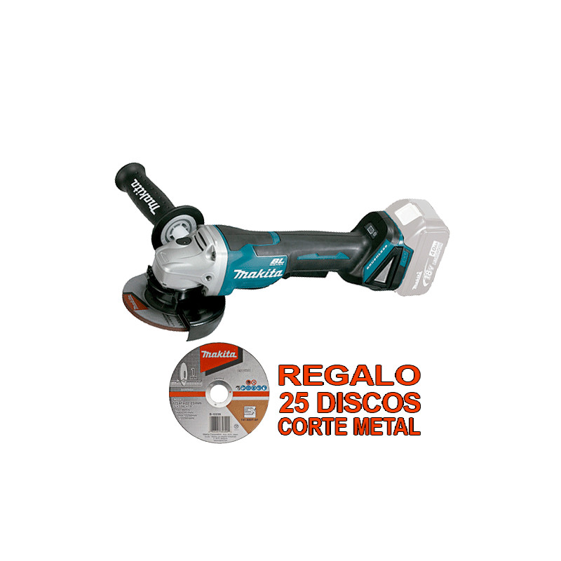 Amoladora MAKITA18V 115mm BL Palanca DGA458Z + 25 Discos corte Amoladoras Amoladora MAKITA18V 115mm BL Palanca DGA458Z + 25 Discos corte Amoladoras