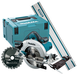 Sierra Circular MAKITA HS7601 190mm 1.200W + 2 Discos Corte Madera + Guía Carril 1,4m 194368-5 Con adaptador 197005-0 + malet...