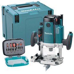 Fresadora Superficie MAKITA RP2303FCXJ 2.300W 6-8-12mm 70mm MALETIN MAKPAC + JUEGO FRESAS Fresadoras de Superficie