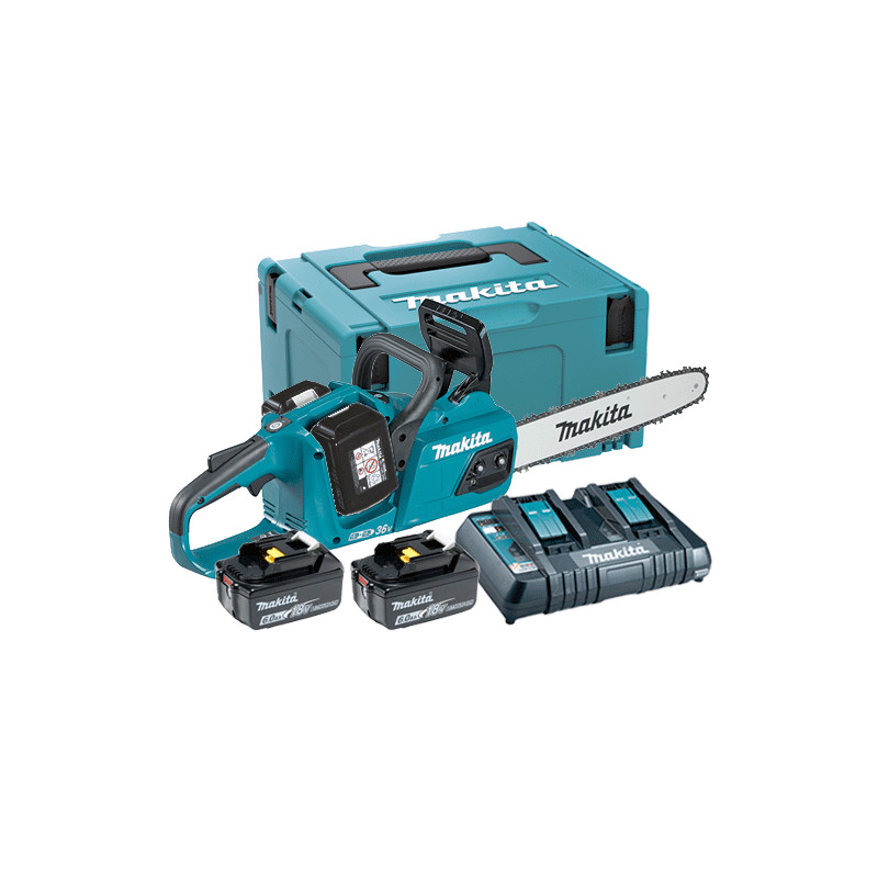 Sierra de Cadena MAKITA DUC355Z BL 18Vx2 350mm + 4 Baterías 6.0Ah + Cargador Doble DC18RD Sierras de Batería Sierra de Cadena MAKITA DUC355Z BL 18Vx2 350mm + 4 Baterías 6.0Ah + Cargador Doble DC18RD Sierras de Batería