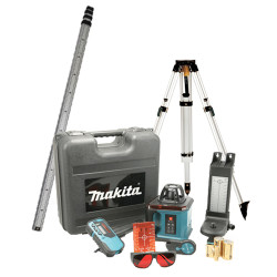 Nivel Láser MAKITA SKR200Z Cruz y Plomada 200m + Tripode 1,58 m + Escala 4 m Niveles