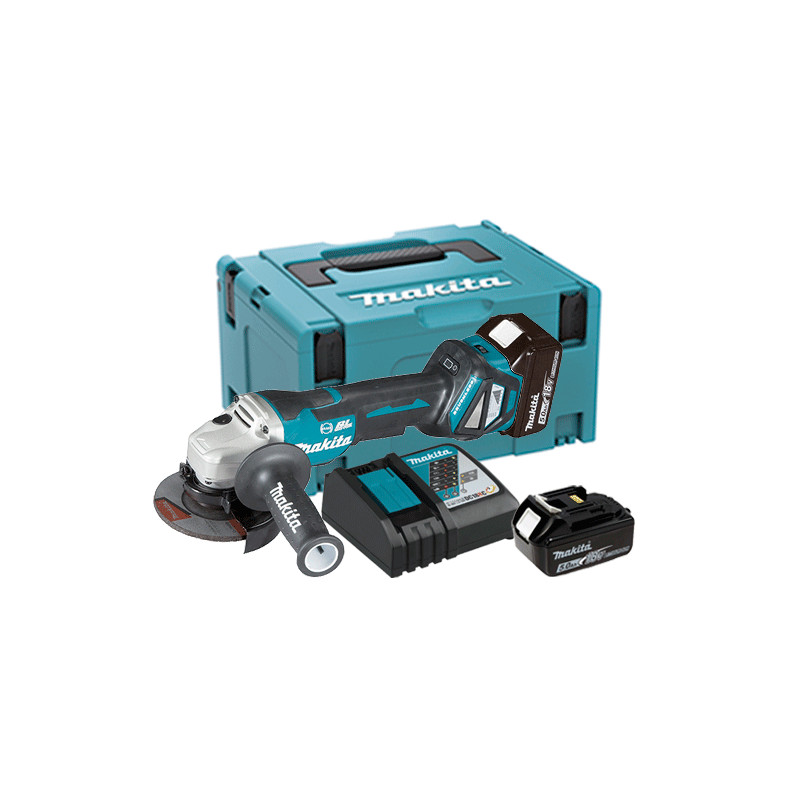 Amoladora MAKITA DGA467RTJ 18V 115mm BRUSHLESS + 2 BATERIAS 5.0AH + CARGADOR RAPIDO + MALETIN Amoladoras