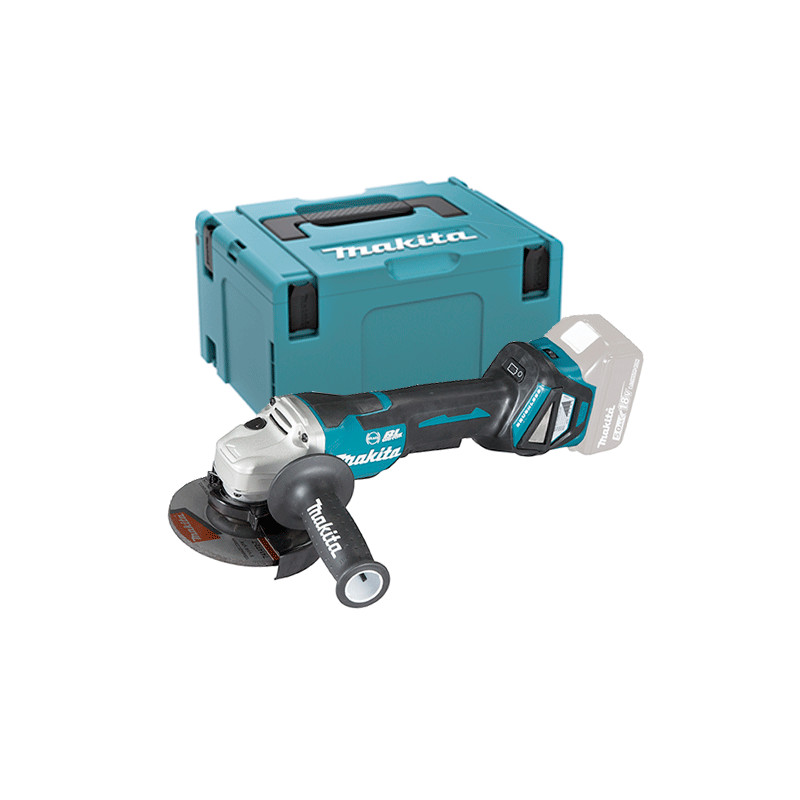 Amoladora MAKITA DGA467ZJ 18V 115mm BRUSHLESS Palanca Velocidad Regulable + MALETIN MAKPAC 3 Amoladoras