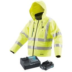 Chaqueta Calefactable MAKITA CJ106DZ Alta Visibilidad + Batería 2.0Ah + Cargador Rápido Talla Seleccionable Vestuario Calefac...
