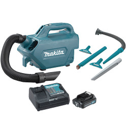 Aspirador Coche MAKITA CL121DZ 12V + Batería 2.0Ah + Cargador Rápido + Accesorios Aspiradores y Sopladoras