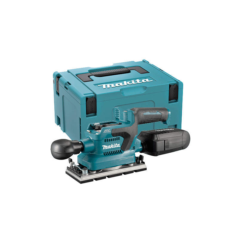 Lijadora Orbital MAKITA DBO380ZJ 18V BL 93x185mm + Maletín Lijadoras y Cepillos