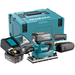Lijadora Orbital MAKITA DBO381RTJU AWS 18V BL 93x185mm +2 Batería 5.0AH +CARGADOR + Makpac + Conector AWS Lijadoras de Batería