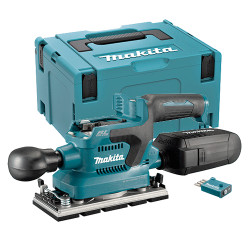 Lijadora Orbital MAKITA DBO381ZJU AWS 18V BL 93x185mm + Makpac + Conector AWS Lijadoras y Cepillos