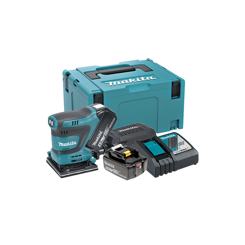 Lijadora Orbital MAKITA DBO480RTJ 18V 112x 122mm + 2 Batería 5.0Ah + Cargador + Maletín Lijadoras de Batería